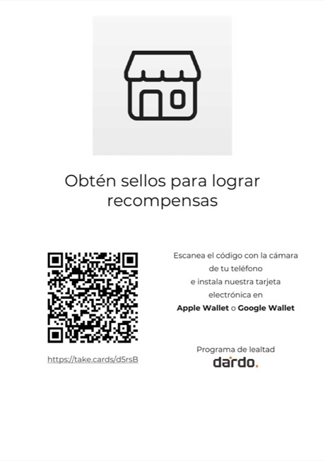 Cartel A4 que genera la plataforma, con la portada de la tarjeta, el título, el QR y el enlace corto